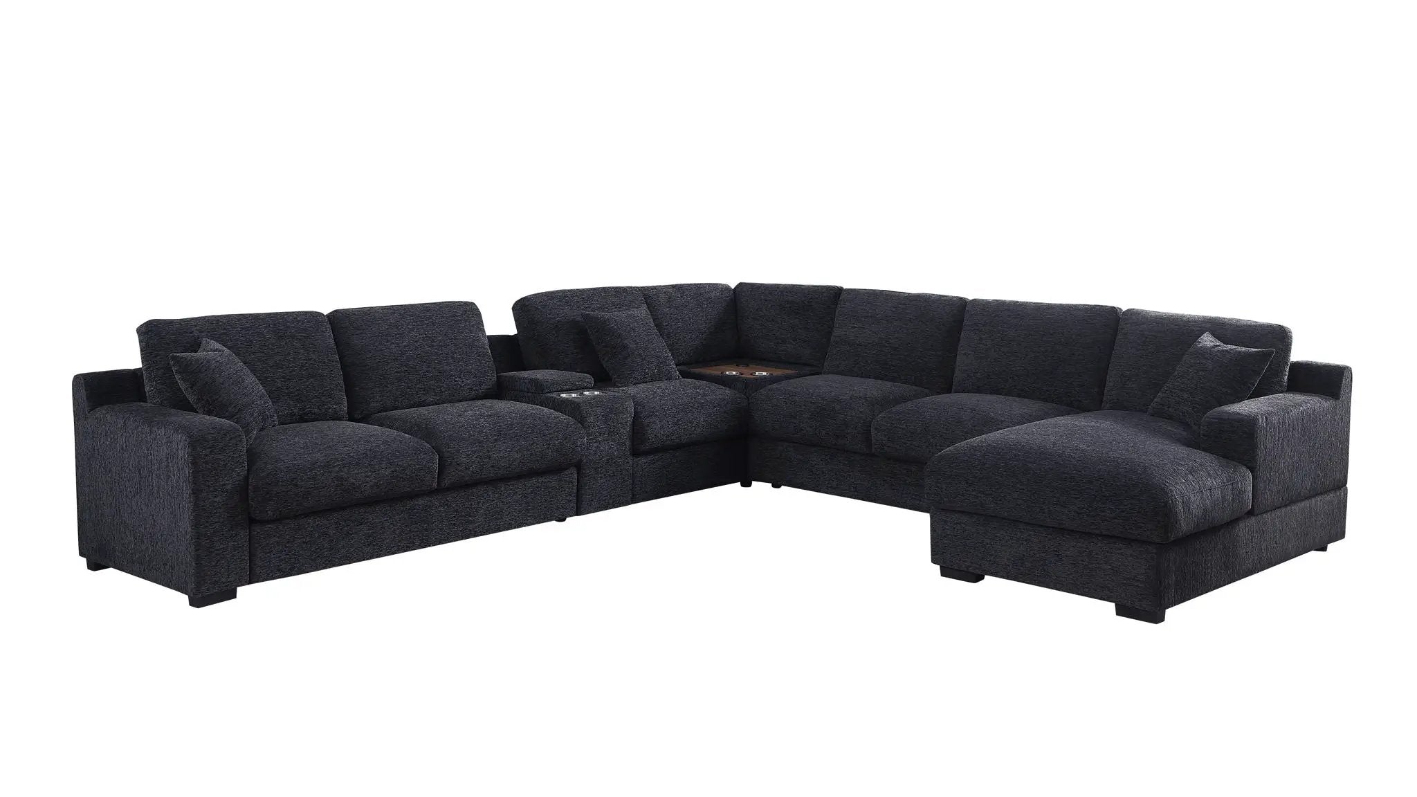 Celine - Fabric Corner Sectional Sofa With Right-Facing Chaise, Cupholders, And Charging Ports by Unique Piece Furniture