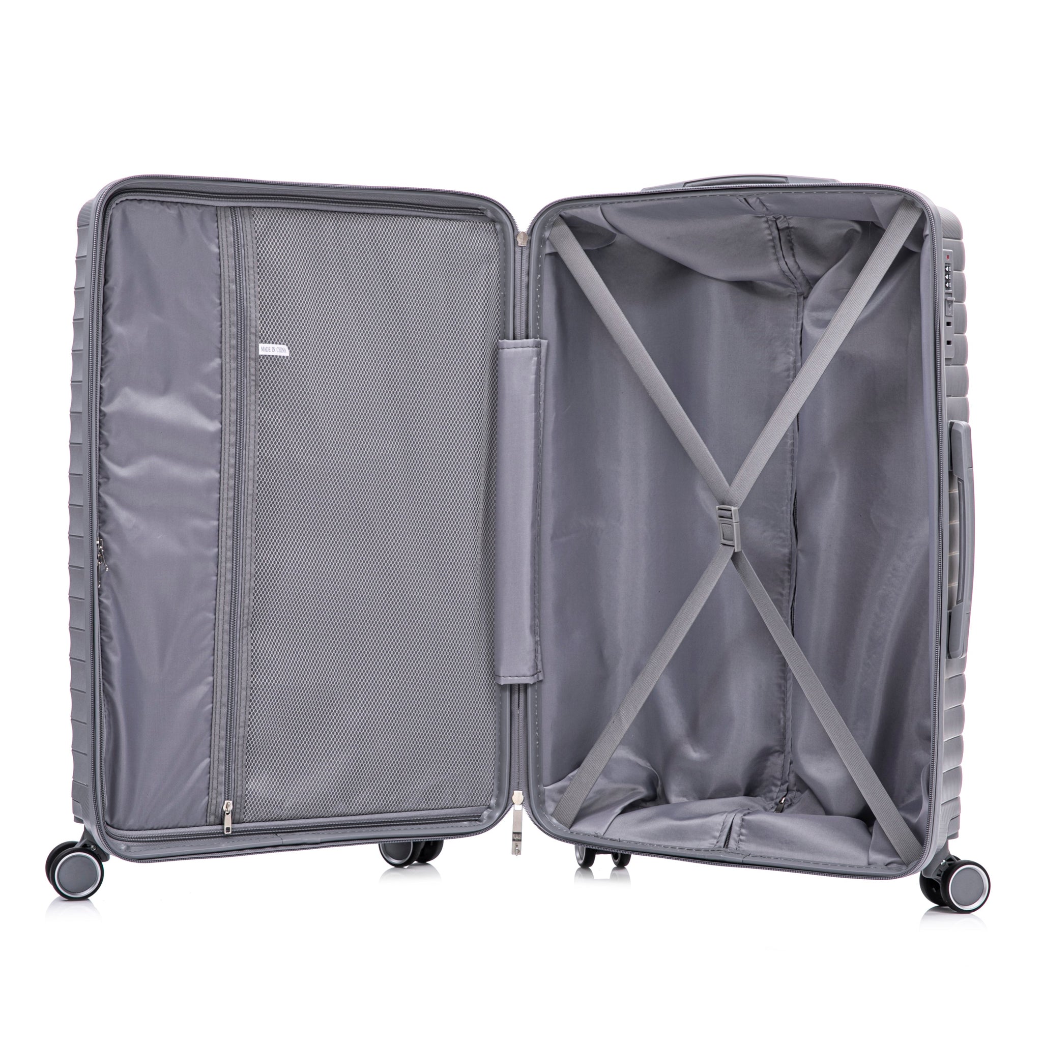 4-Piece PP Spinner Wheel Luggage Set with Cosmetic Case, Light Gray by HouseOfZazla