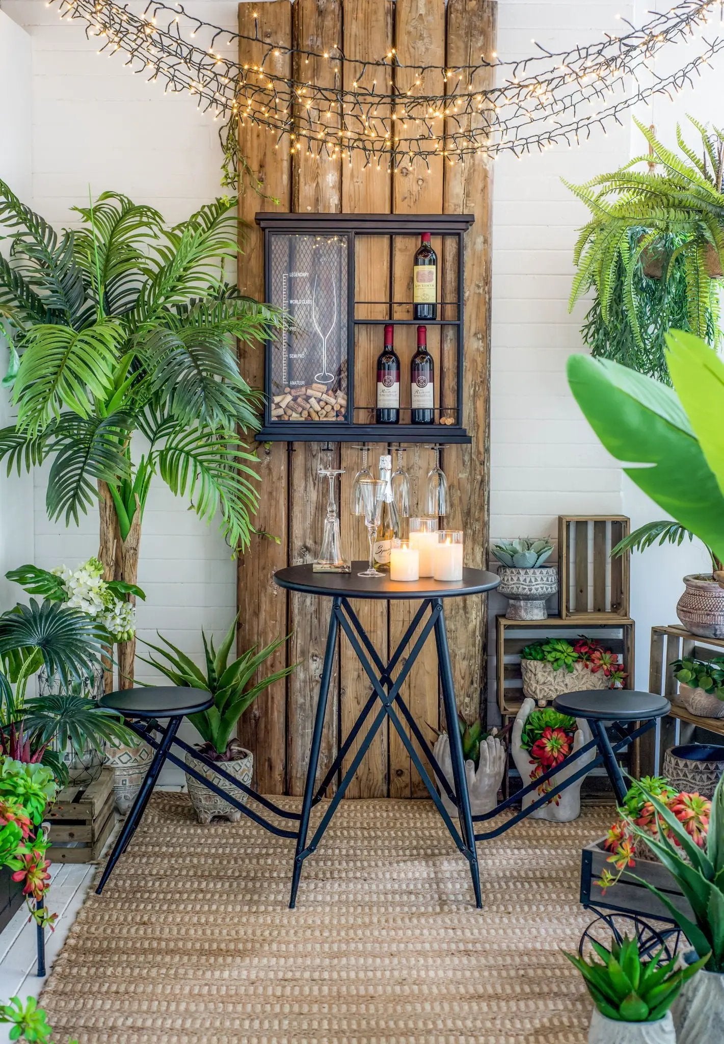 Floating Wine Bar Shelf With Glass Holder And Display Shelves - Black by Unique Piece Furniture