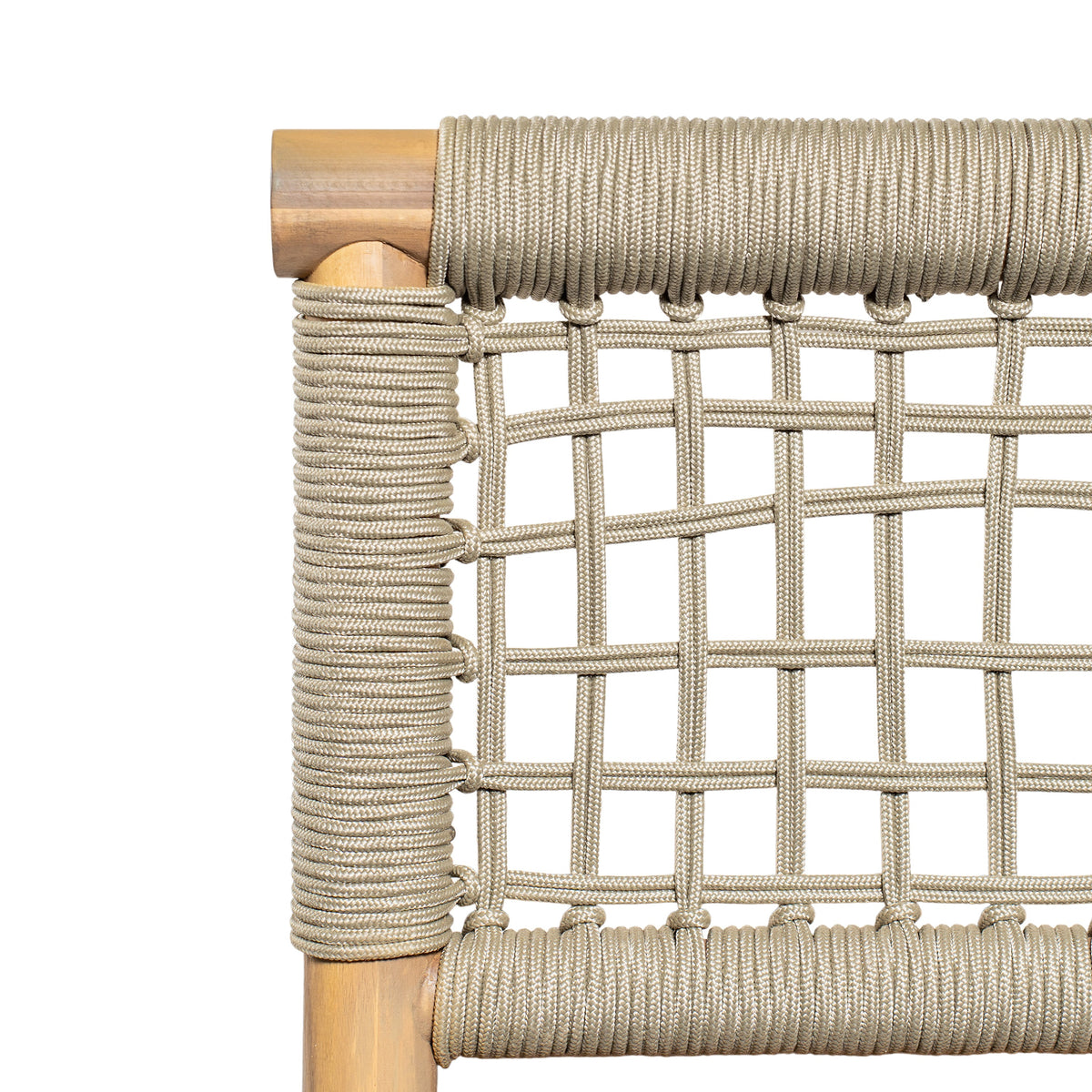 Outdoor Acacia Wood 3-Seater Sofa with Rope Woven Arms - Taupe, photo 9 of 10