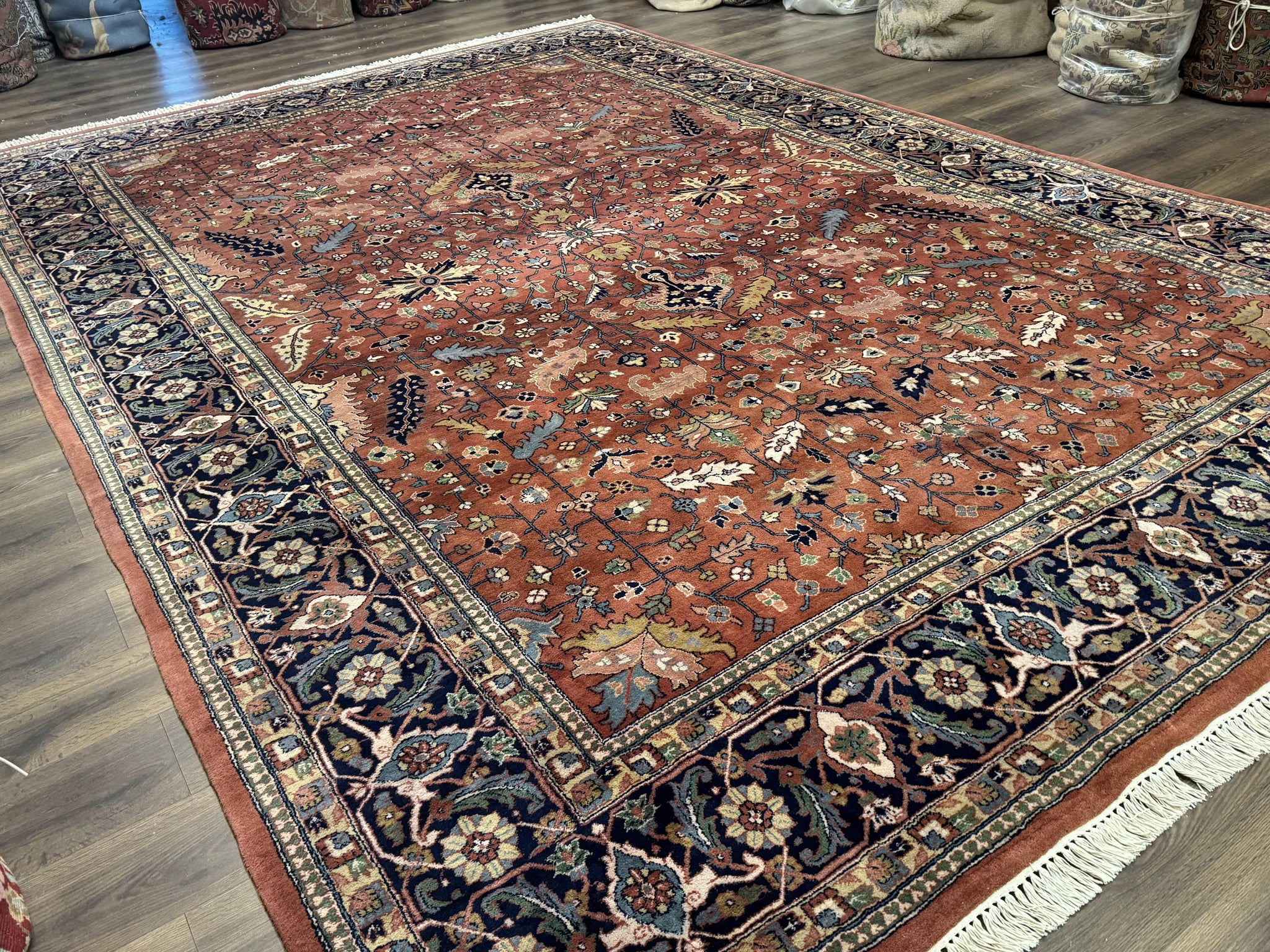 Indo Persian Heriz Rug 10x15, Allover Pattern, Large Wool Handmade Rug by Jewel Rugs