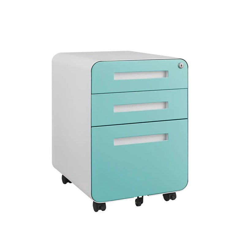3 Drawer Mobile File Cabinet Under Desk Office, Simple Style Versatile Storage Cabinet For Legal / Letter / A4 Files, 5 Wheel Design Anti-Tilting Cold Rolled Steel Waterproof Moisture-Proof by HouseOfZazla