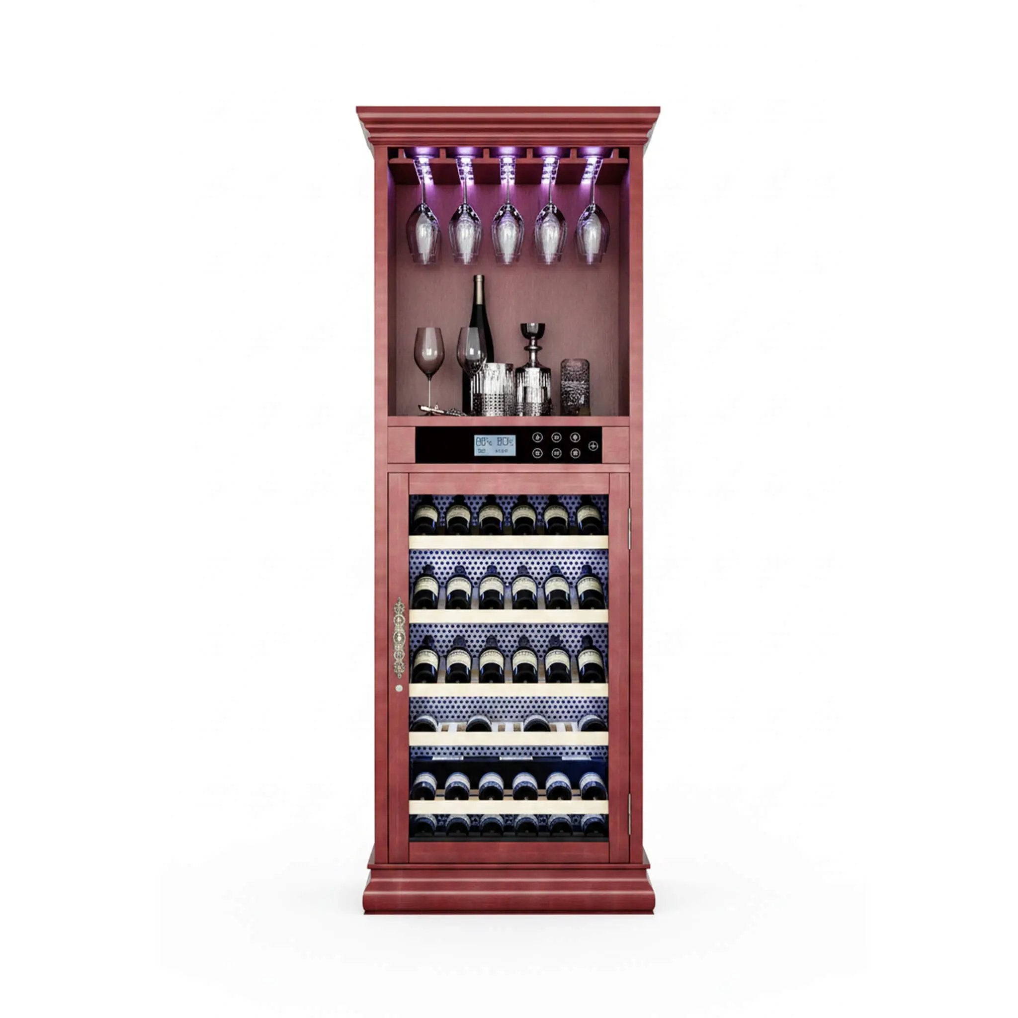 Nuvia 56-Bottle 7.5 Cu.Ft Single-Zone Multi-Tiered Wooden Wine Cooler Cabinet With Humidity And Temperature Controls (SAK73195) by SAKSBY WHOLESALE