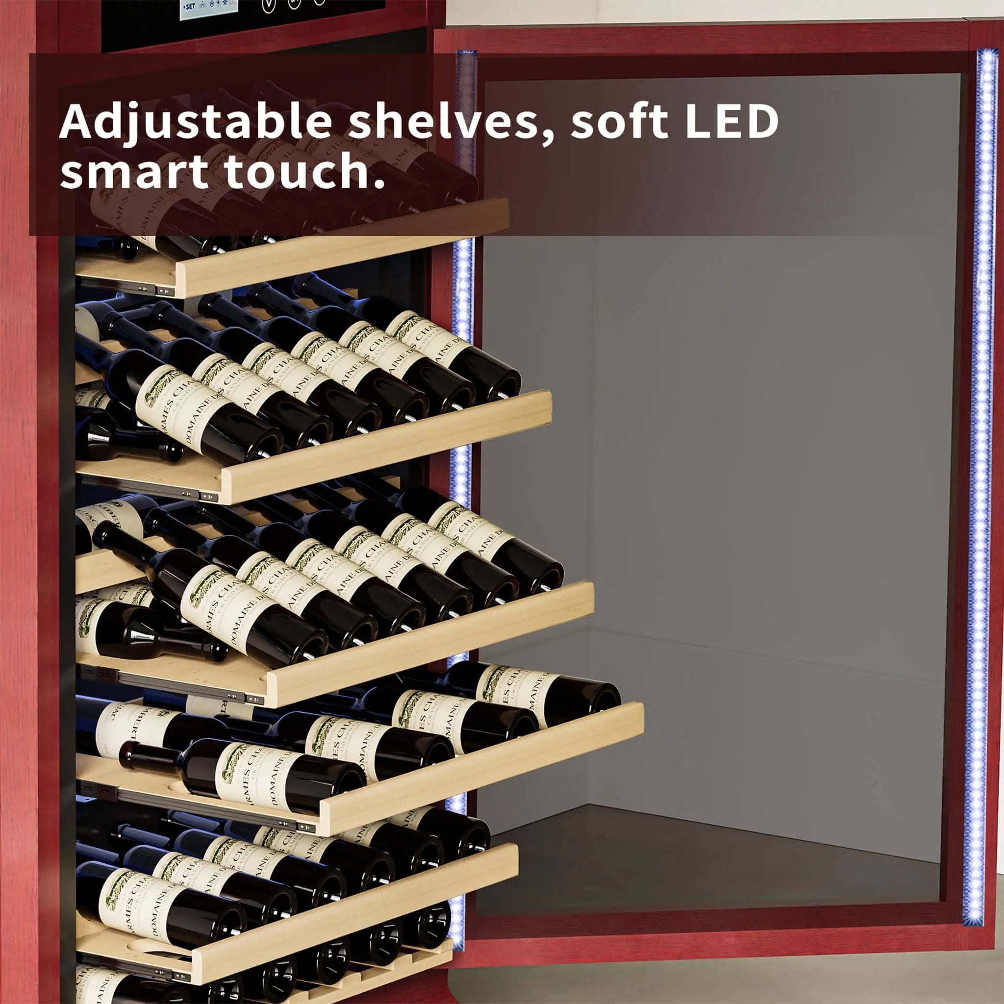 Nuvia 56-Bottle 7.5 Cu.Ft Single-Zone Multi-Tiered Wooden Wine Cooler Cabinet With Humidity And Temperature Controls (SAK73195) by SAKSBY WHOLESALE