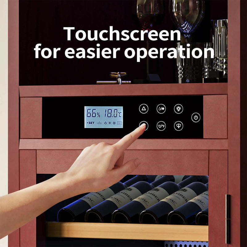 Nuvia 56-Bottle 7.5 Cu.Ft Single-Zone Multi-Tiered Wooden Wine Cooler Cabinet With Humidity And Temperature Controls (SAK73195) by SAKSBY WHOLESALE