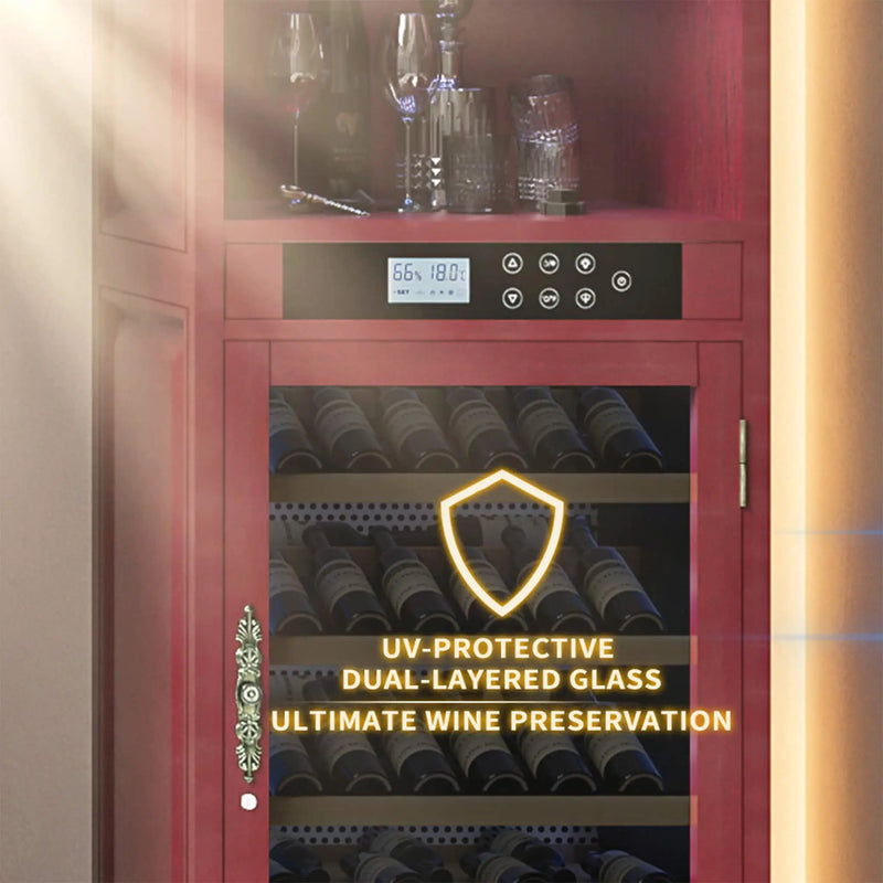 Nuvia 56-Bottle 7.5 Cu.Ft Single-Zone Multi-Tiered Wooden Wine Cooler Cabinet With Humidity And Temperature Controls (SAK73195) by SAKSBY WHOLESALE