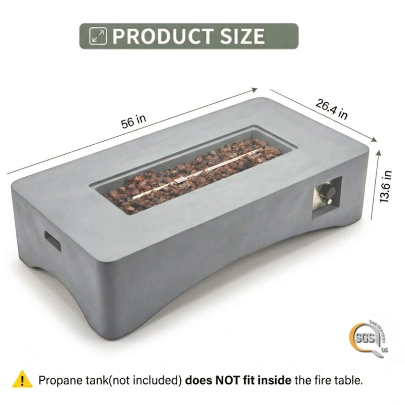 Alora 56-Inch 50K BTU Outdoor Modern Propane Fire Pit Table (SAK56830) by SAKSBY WHOLESALE