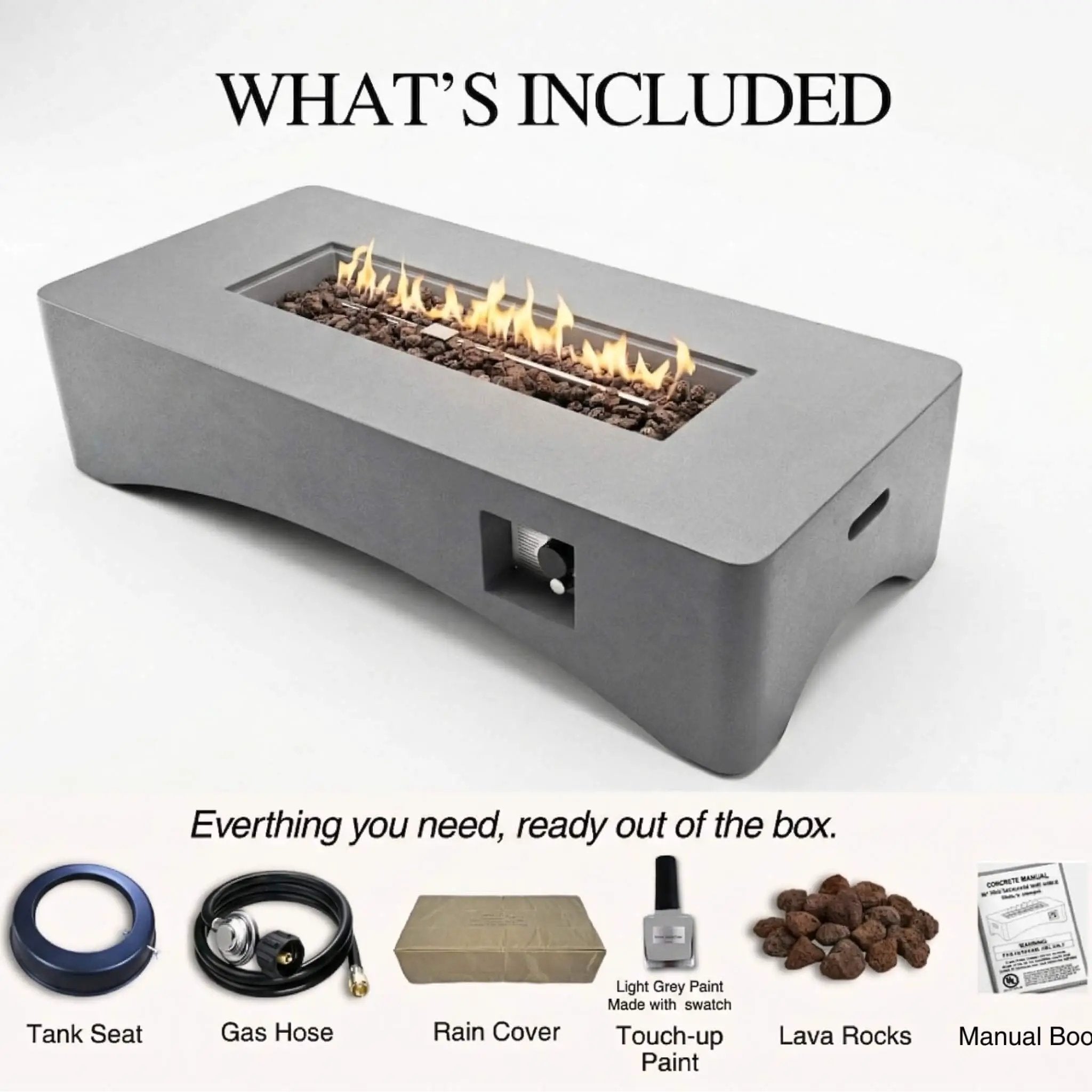Alora 56-Inch 50K BTU Outdoor Modern Propane Fire Pit Table (SAK56830) by SAKSBY WHOLESALE