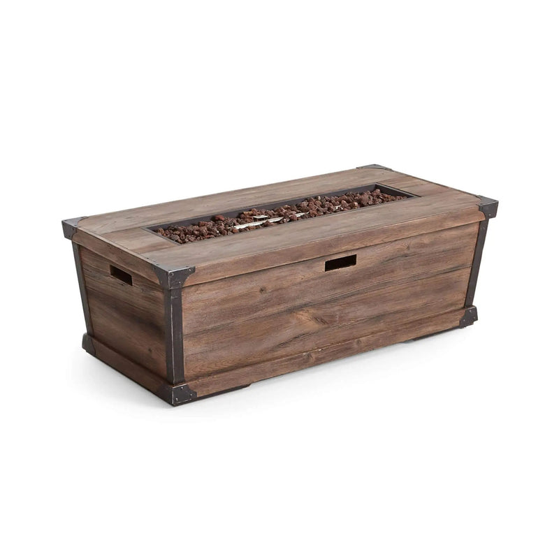 Alora 56-Inch Outdoor 50K BTU Wood Pattern Rectangle Gas Burning Fire Pit (SAK43681) by SAKSBY WHOLESALE
