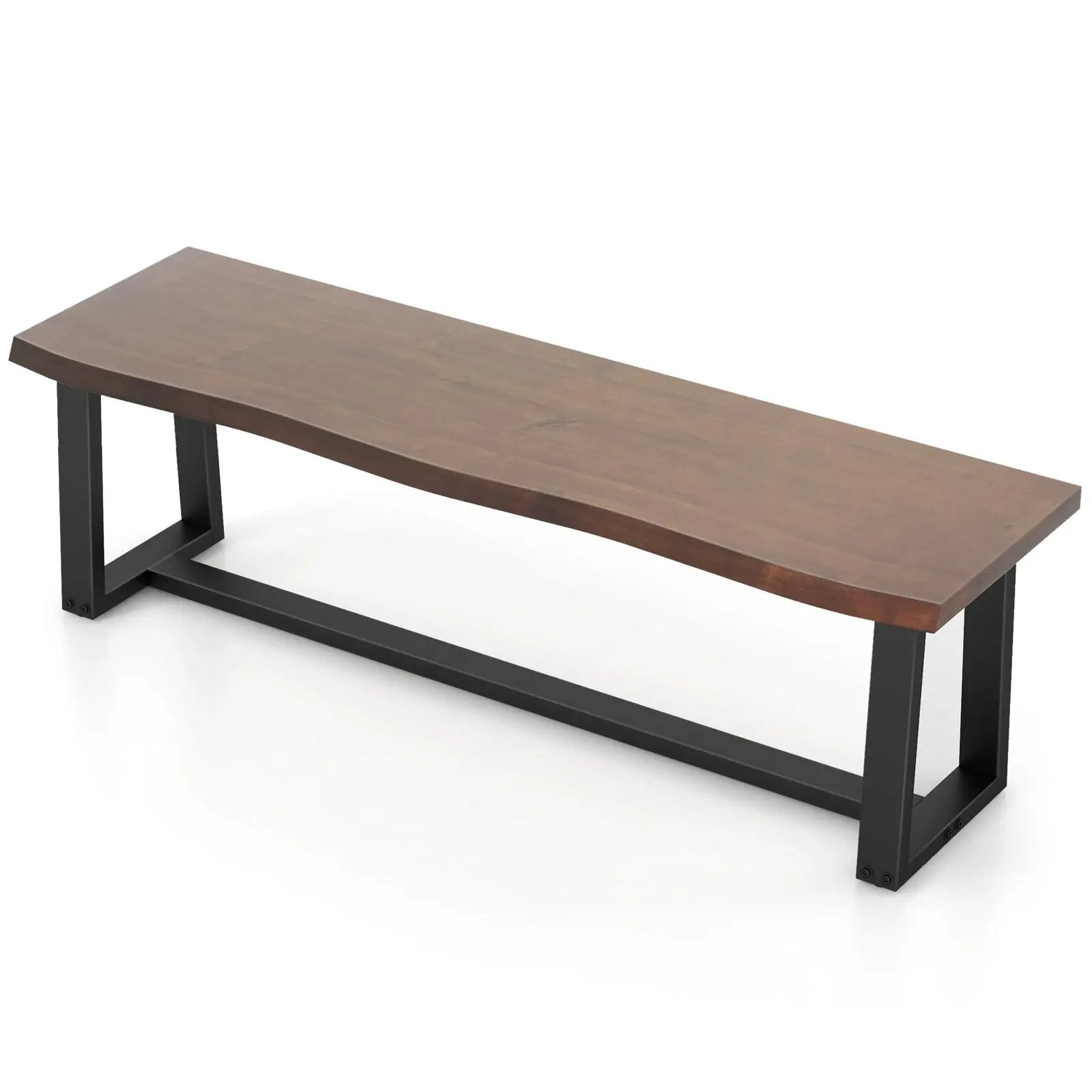 56.5 Inches Wood Dining Bench with Wavy Edge and Adjustable Footpads-Coffee by DirectDeals