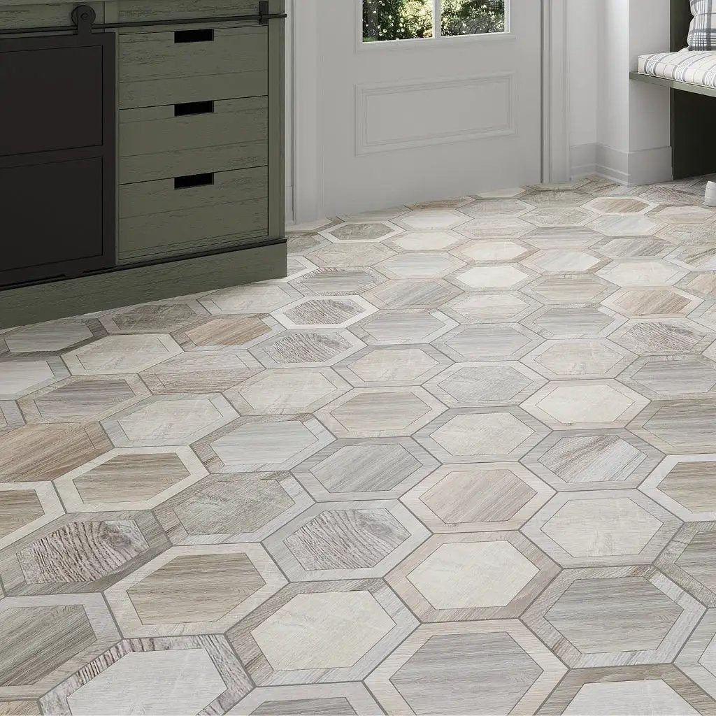 Beige 10x10 Matte Hexagon Porcelain Tile (20 pack, 10.43 sq ft/case) by Apollo Tile