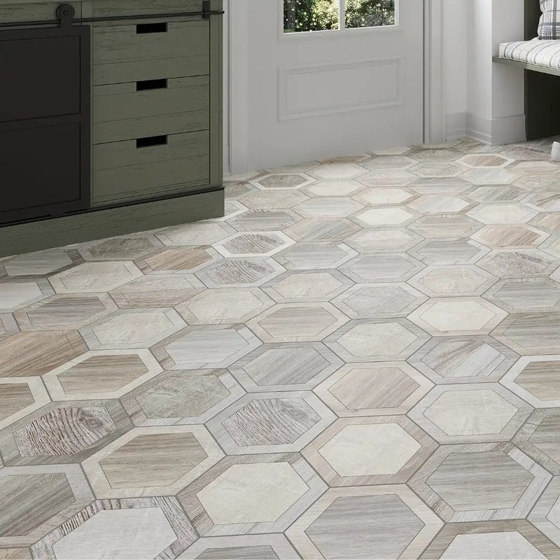 Beige 10x10 Matte Hexagon Porcelain Tile (20 pack, 10.43 sq ft/case) by Apollo Tile