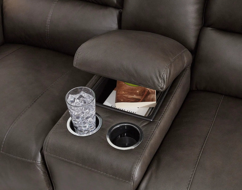 Boxmere - Dbl Power Reclining Loveseat with Console - Storm by Unique Piece Furniture