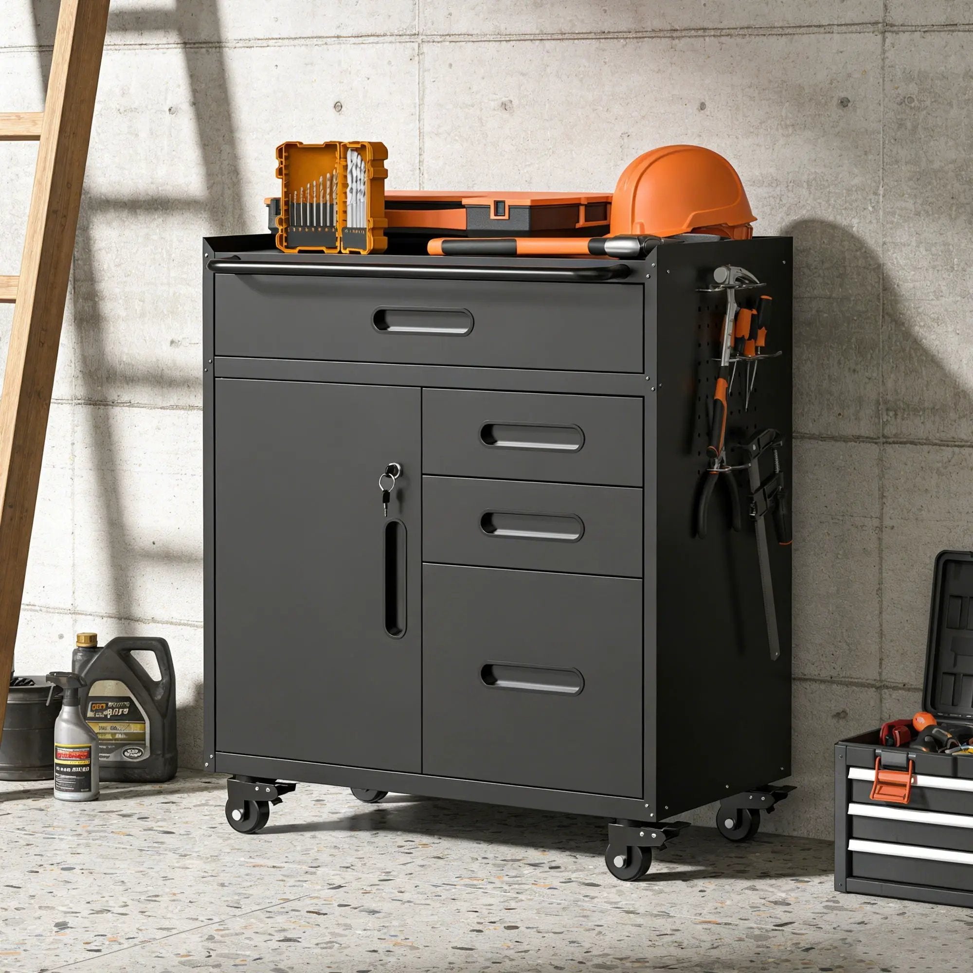 Rolling Tool Cabinet Heavy Duty Garage Storage With Lockable Doors by HouseOfZazla