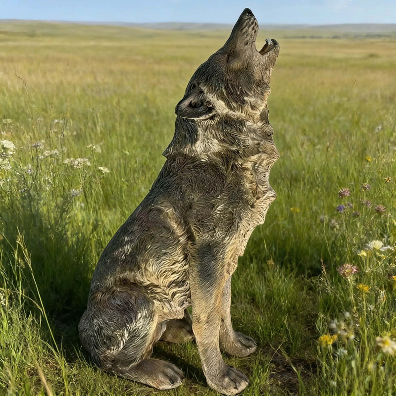 29.72" H x 17.91" L Simulated Howling Wolf Garden Statue by HouseOfZazla
