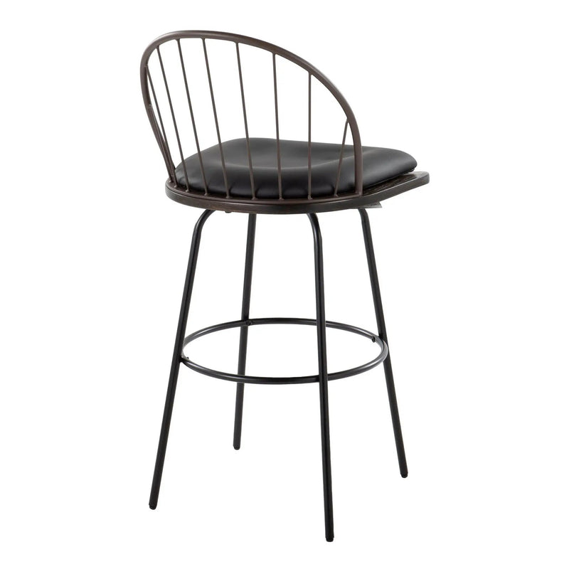 Riley - Claire Farmhouse Fixed Height Barstool With Swivel With Round Footrest (Set of 2) by Unique Piece Furniture