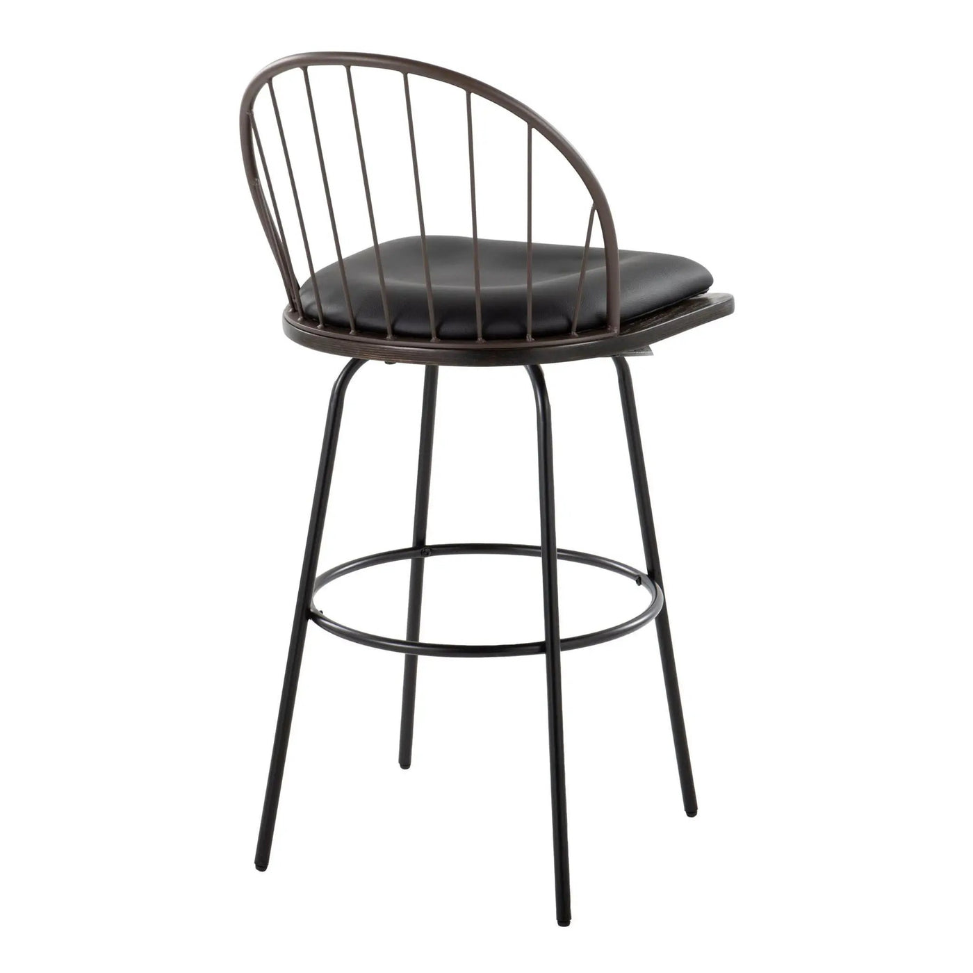 Riley - Claire Farmhouse Fixed Height Barstool With Swivel With Round Footrest (Set of 2) by HouseOfZazla