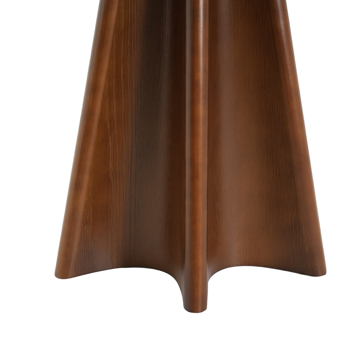 Flower Shaped Solid Pine Round Side Table with Artistic Petal Base - Walnut, photo 8 of 9