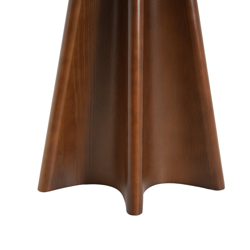 Flower Shaped Solid Pine Round Side Table with Artistic Petal Base - Walnut, photo 8 of 9