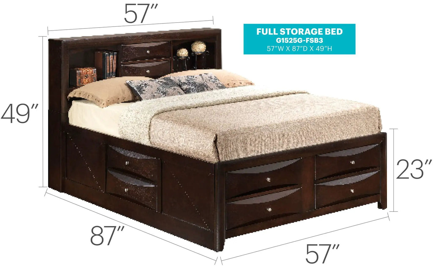 Marilla - Storage Bed With Bookcase Headboard by HouseOfZazla