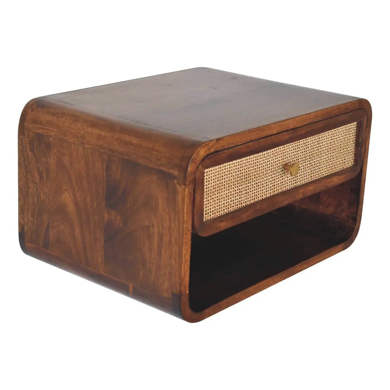 Wall Mounted Open Woven Bedside Table - Chestnut by HouseOfZazla