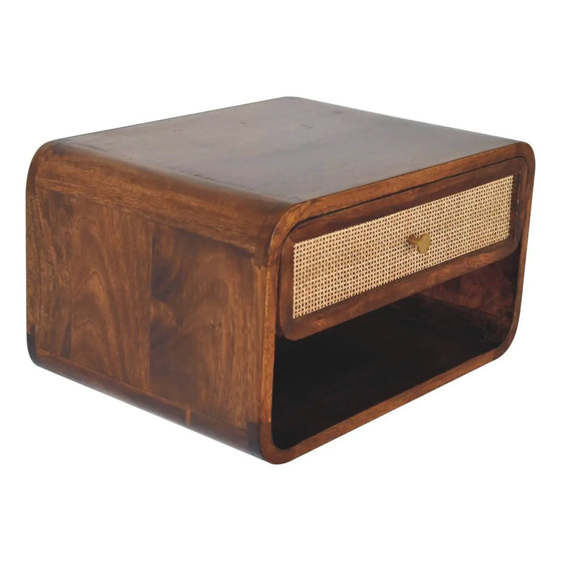 Wall Mounted Open Woven Bedside Table - Chestnut by HouseOfZazla
