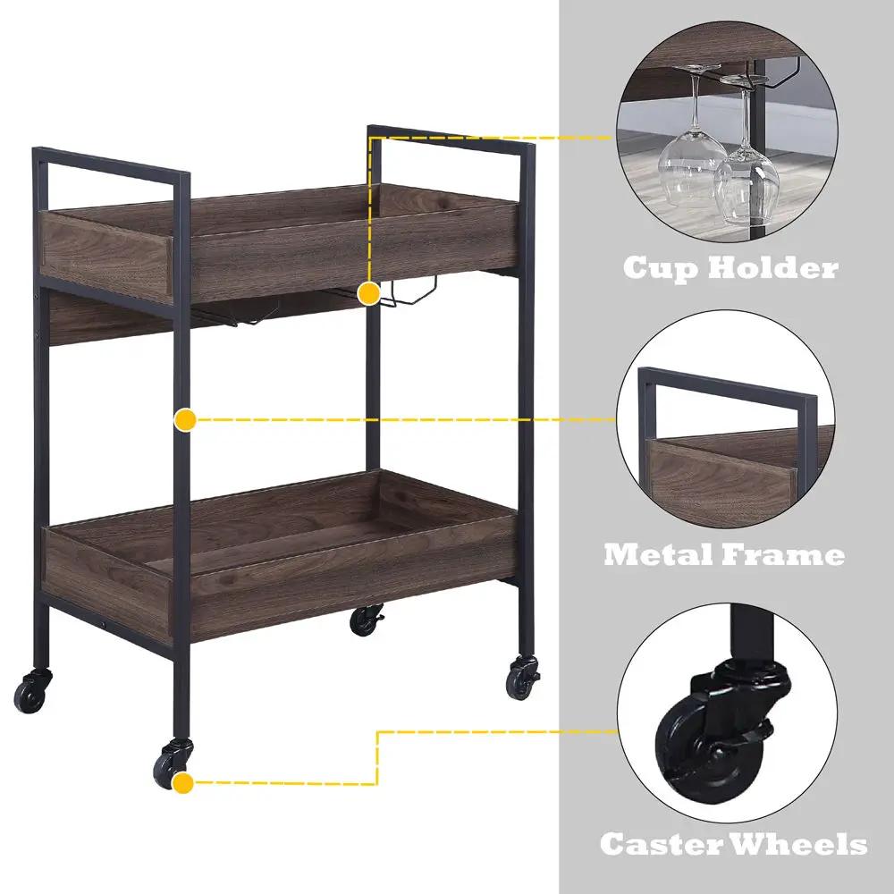 Jerrick - Serving Cart - Walnut & Black by Unique Piece Furniture