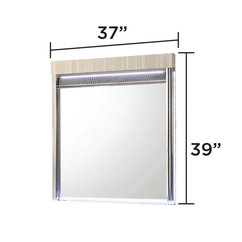 Leonor - Mirror With LED Light Frame - Gray by HouseOfZazla