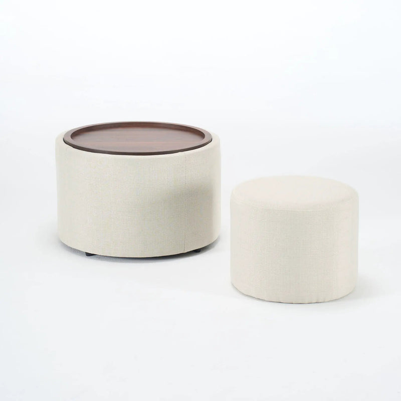 Nesting Ottomans, Round Coffee Table & Bench With Tray (Set of 2) by Unique Piece Furniture
