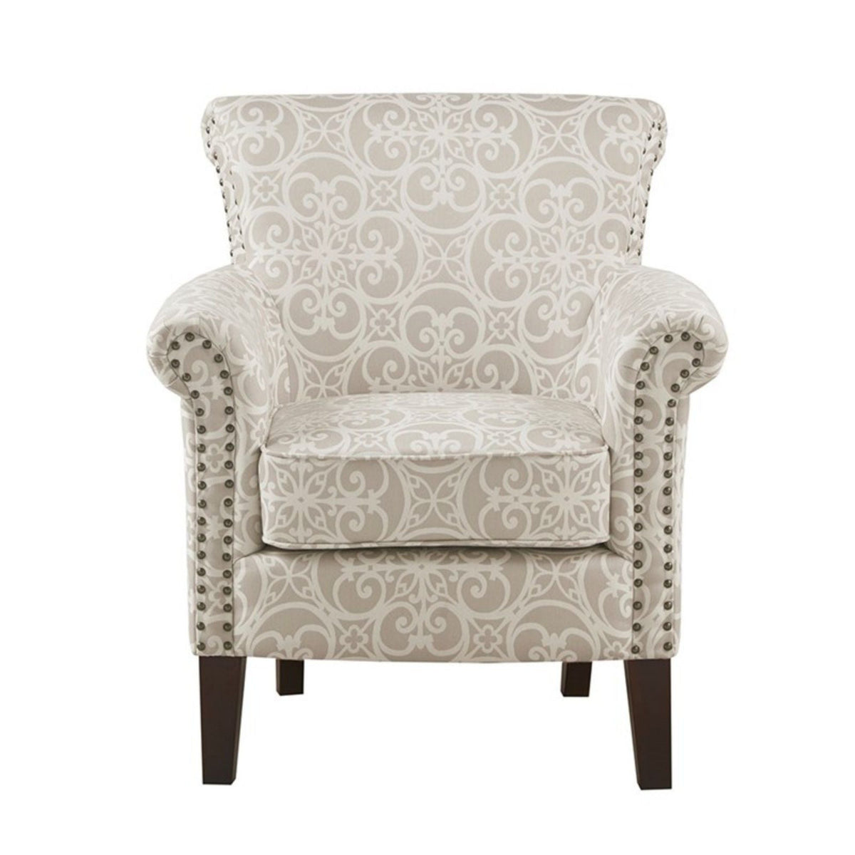Tight Back Club Chair with Nailhead Trim - Blue or Beige, photo 2 of 13