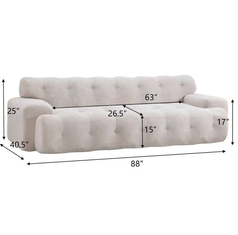 88 in. Cloud 3 Seater Chenille Sofa with Button Tufted Upholstered Couch by HouseOfZazla