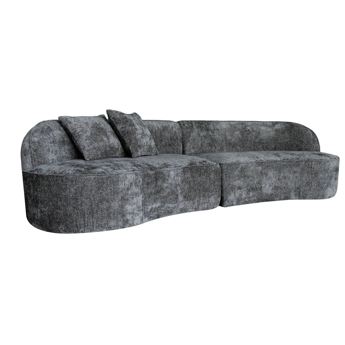 Curved Chenille Fabric Sectional Sofa with High-Density Foam - Dark Grey, Beige White, Dark Green, photo 7 of 10