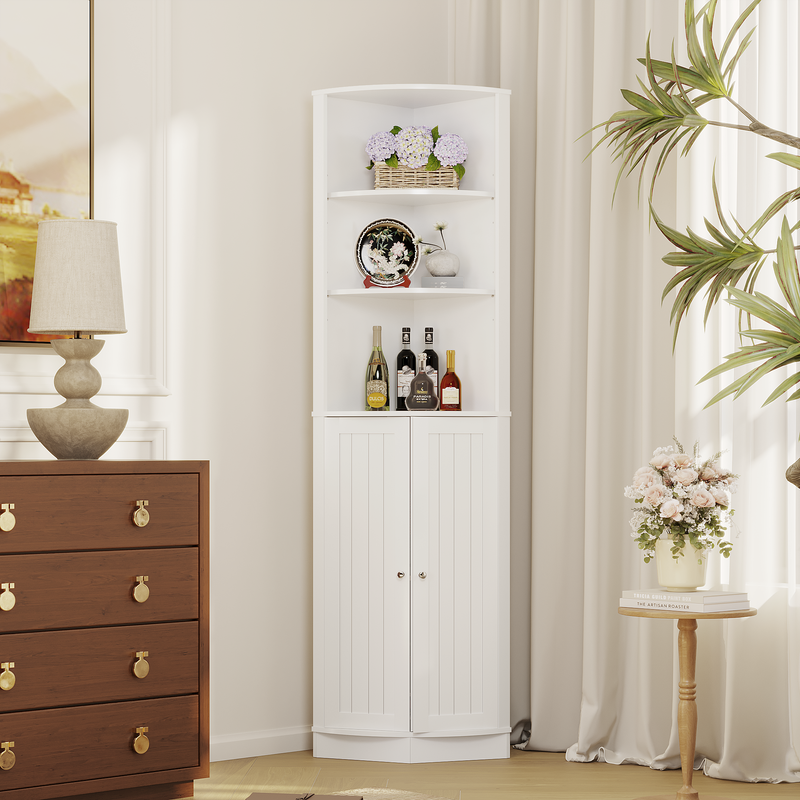 67" Tall Corner Cabinet with 2 Doors and Adjustable Shelves by HouseOfZazla