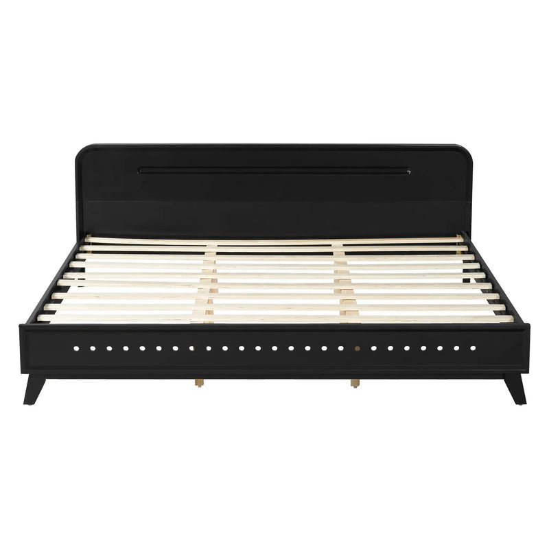 Pine Solid Wood King Size Bed, Solid and Stable, No Box Spring Needed by HouseOfZazla
