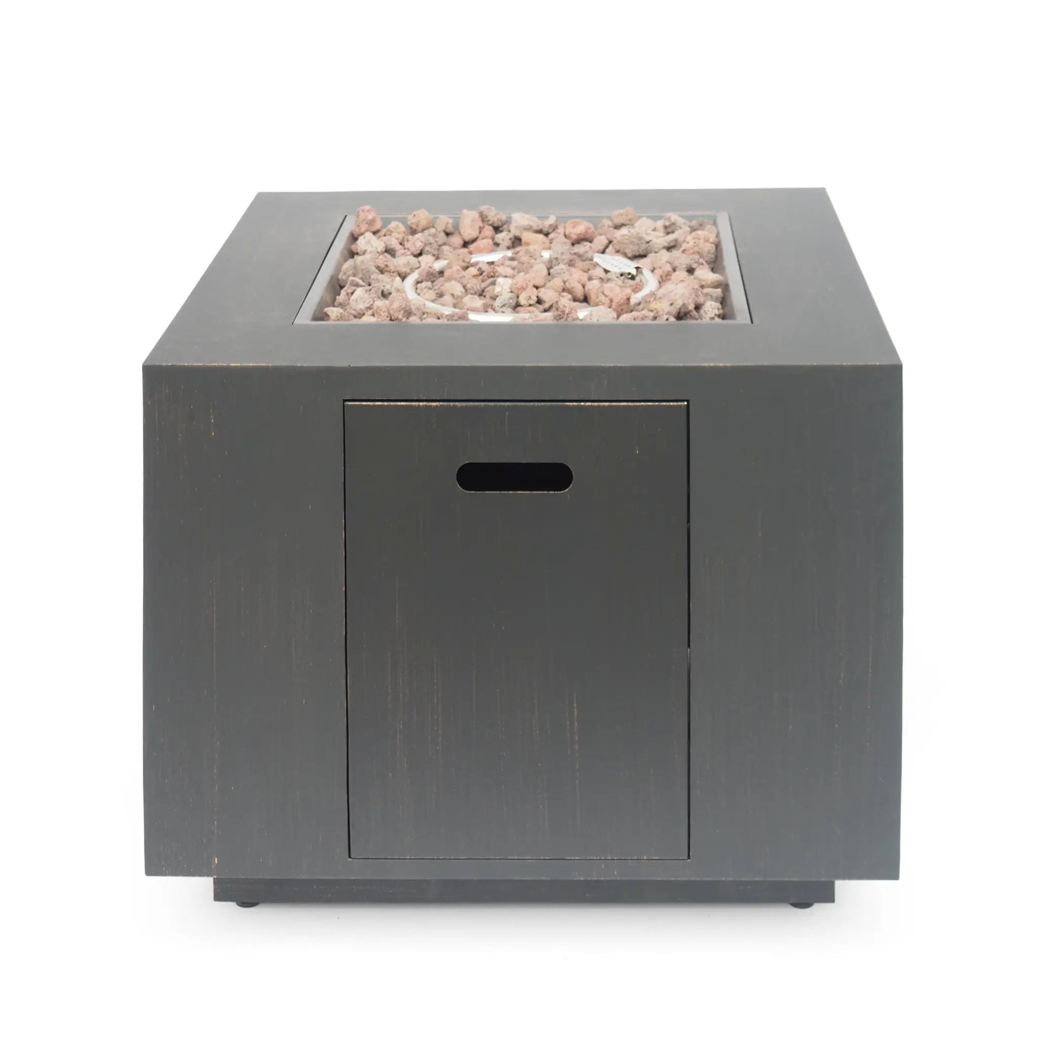 33" Outdoor Iron Square Propane Fire Pit - Brushed Brown by HouseOfZazla