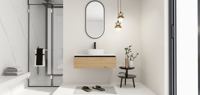 36'' Wall Mounted Bathroom Vanity with Resin Sink, photo 9 of 10