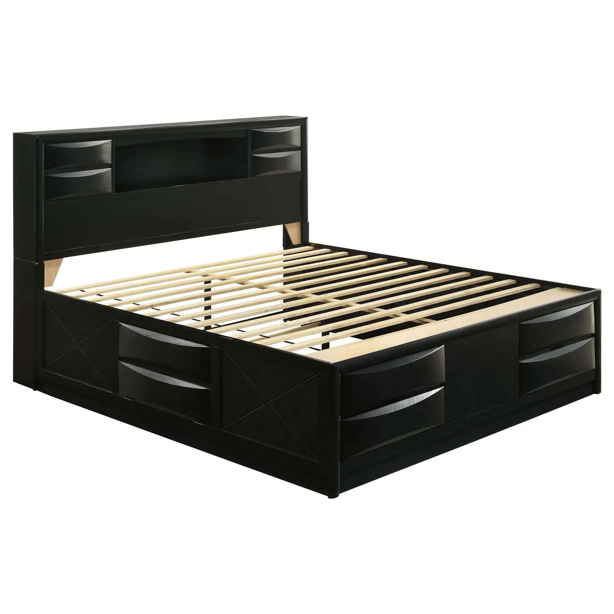 Briana Wood California King Storage Bookcase Bed Black by Unique Piece Furniture