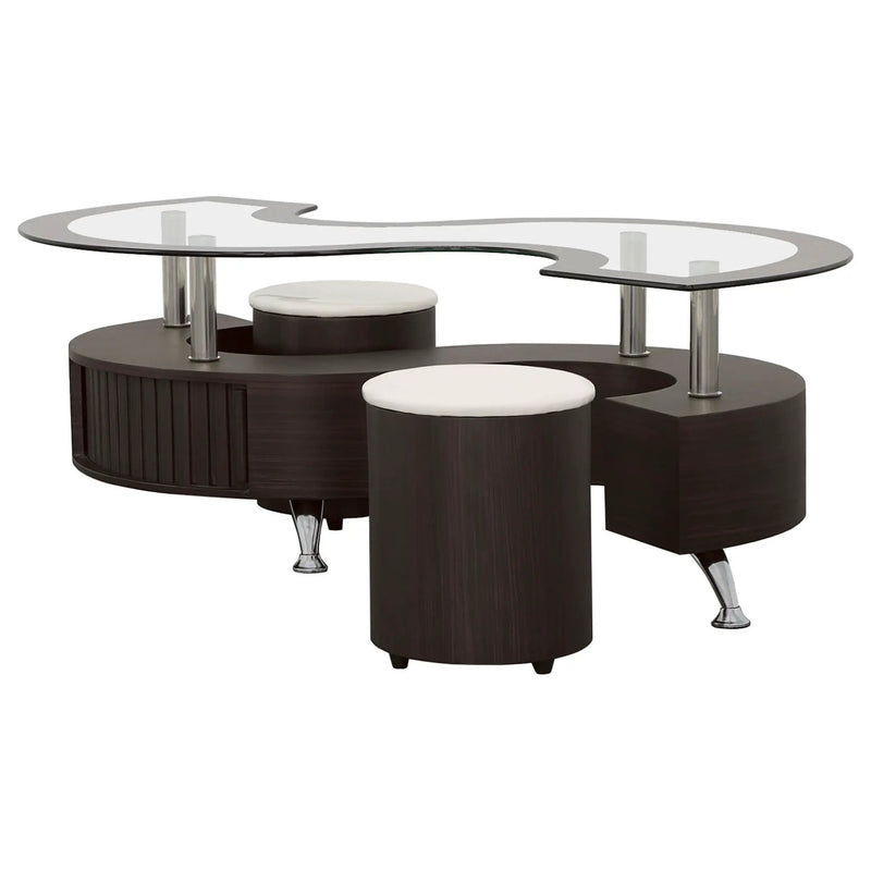 Buckley 3-piece Coffee Table and Stools Set Cappuccino by Unique Piece Furniture