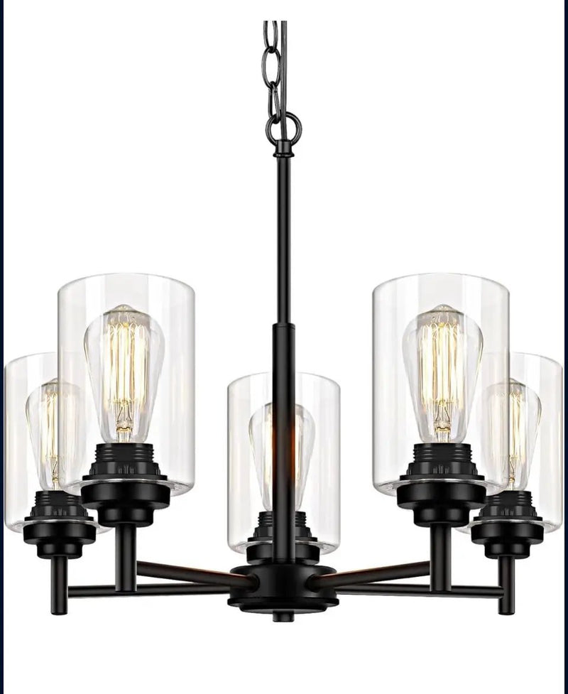 JAZAVA 5-Lights Modern Chandeliers, Pendant Lighting Hanging Adjustable Island,Semi Flush Ceiling Lights for Dinging Room Living Room Kitchen Bedroom, by Selzalot