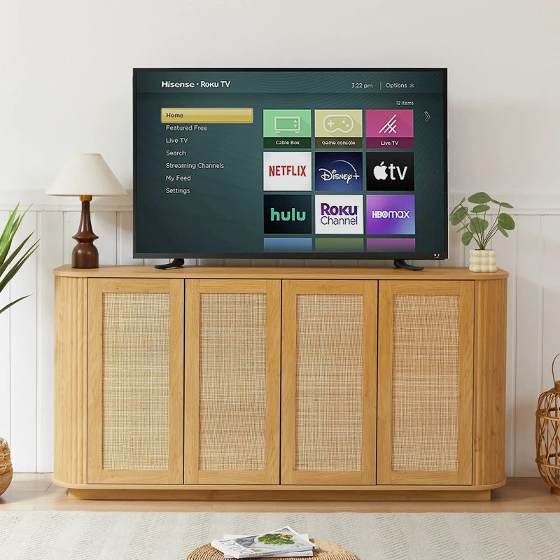 Contemporary Wave Shaped TV Stand With Rattan Doors by HouseOfZazla