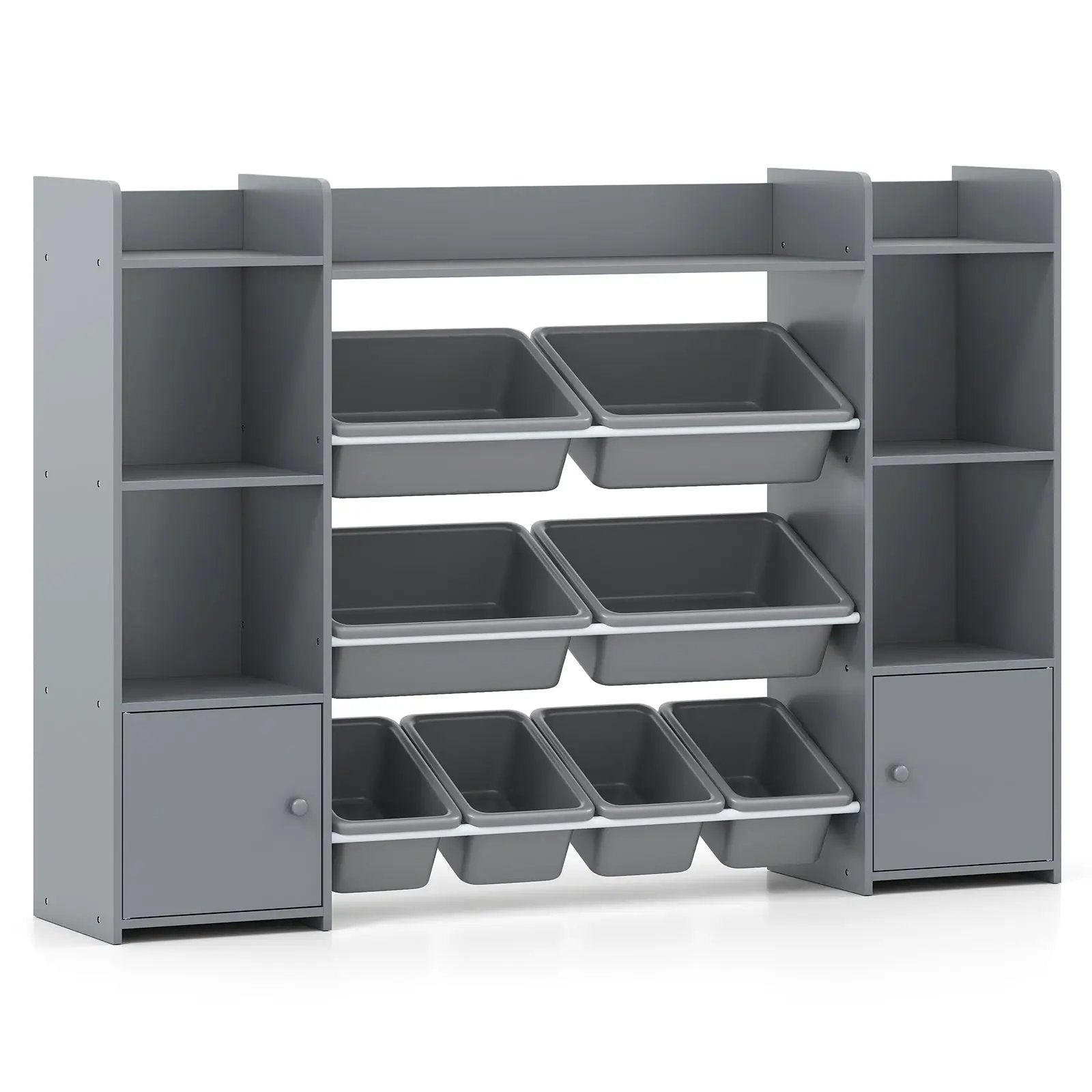 56 inch Large Toy Storage Organizer with 8 Removable Bins and Bookshelf by DirectDeals