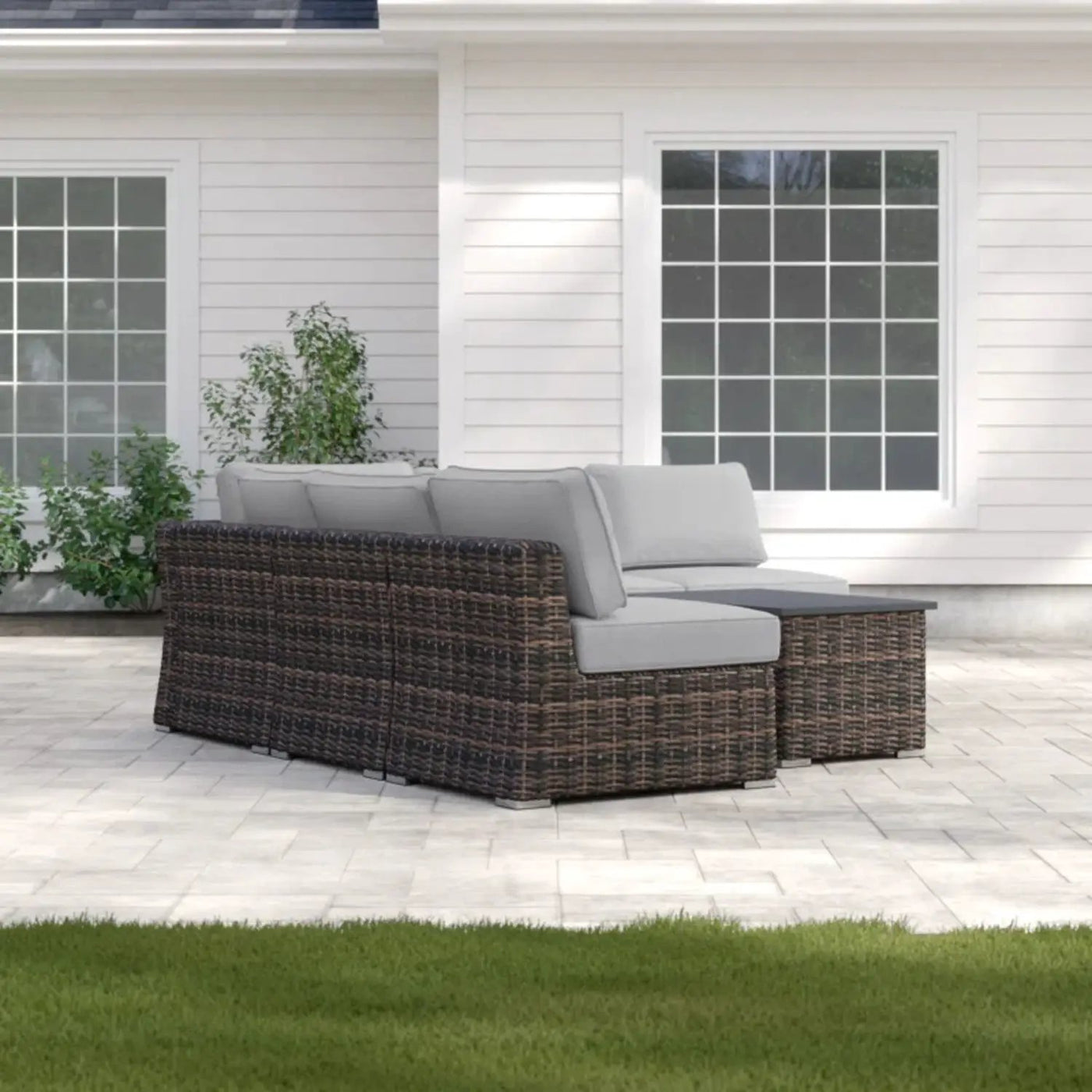 Wicker Sectional Sofa With Cushions And Table by Unique Piece Furniture