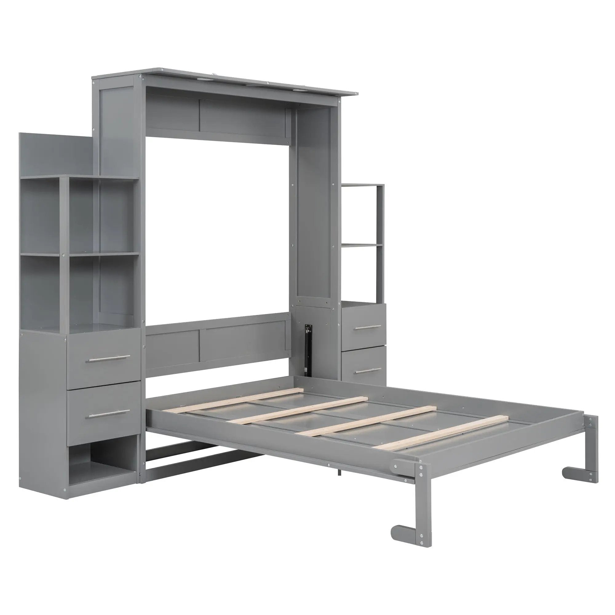 Murphy Wall Bed With LED Lights, Shelves And Drawers by Unique Piece Furniture