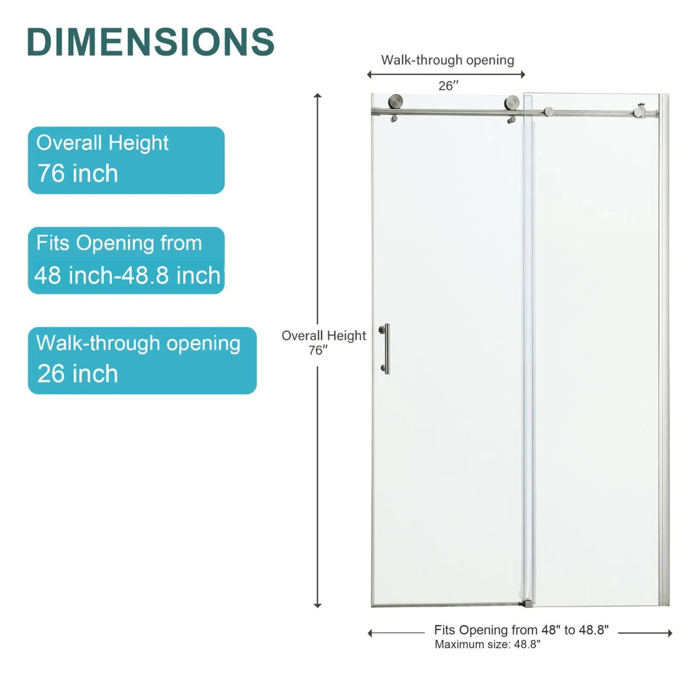 Single Sliding Bypass Shower Door Enclosure With Tempered Glass by HouseOfZazla