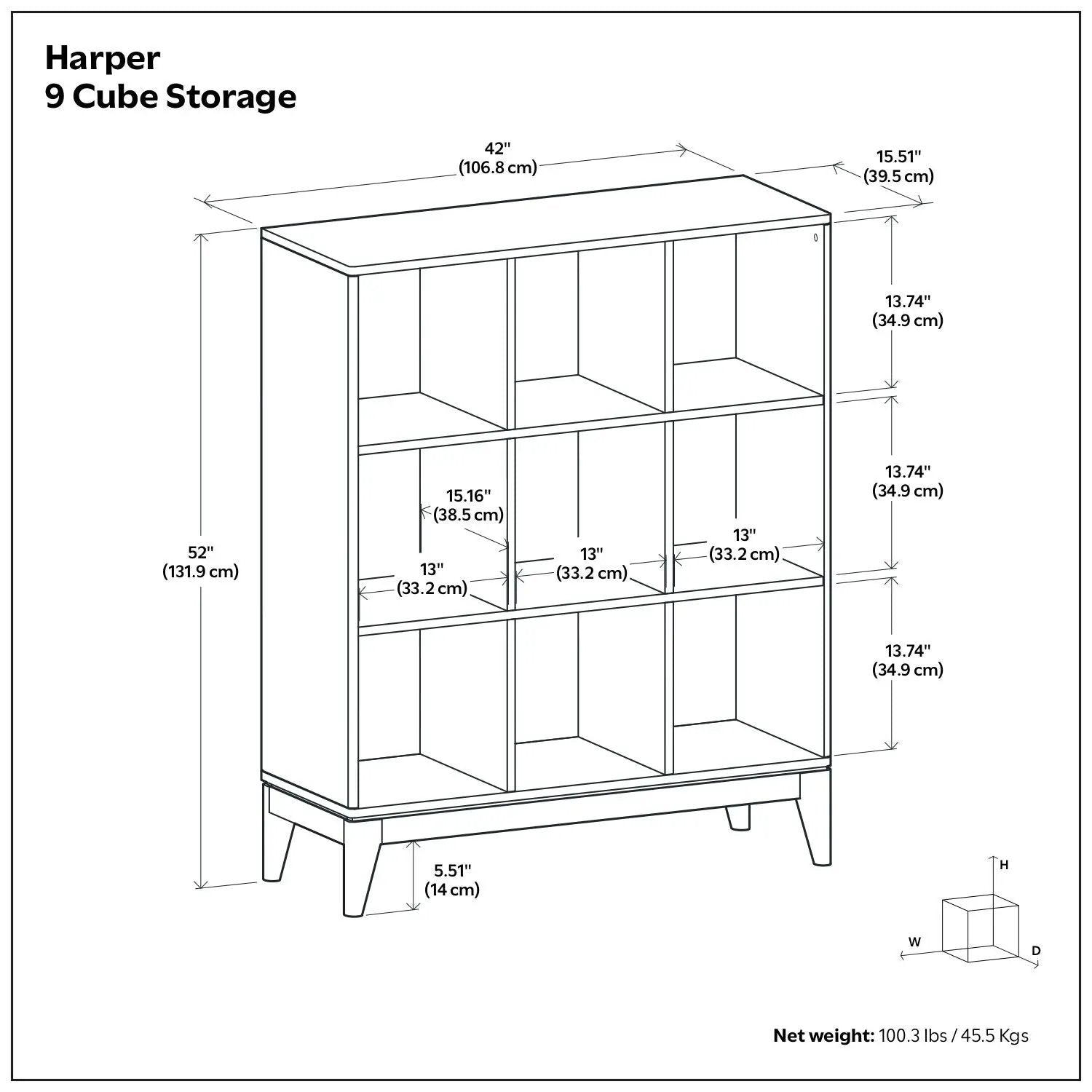 Harper - 9 Cube Storage - Walnut Brown by Unique Piece Furniture