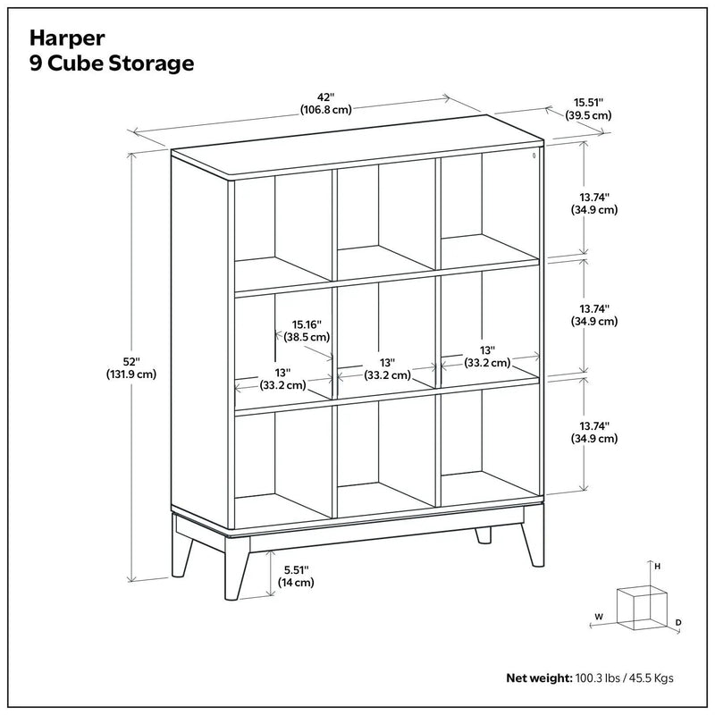 Harper - 9 Cube Storage - Walnut Brown by Unique Piece Furniture