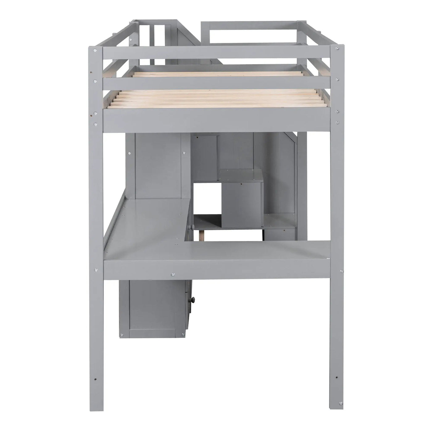 Loft Bed With L Shaped Desk, Drawers, Cabinet, And Storage Staircase by HouseOfZazla