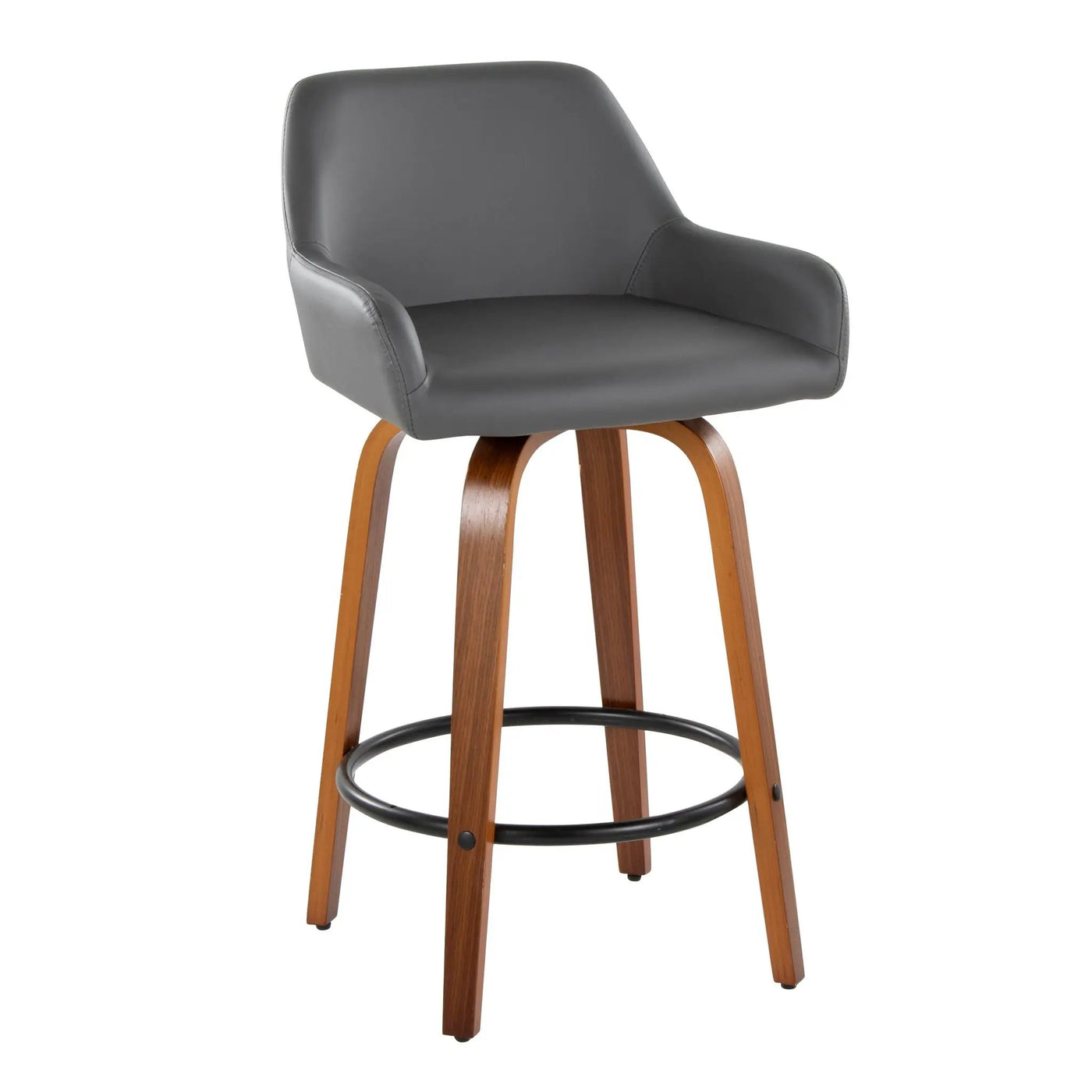 Daniella - Contemporary Fixed Height Counter Stool With Swivel With Round Footrest (Set of 2) by HouseOfZazla