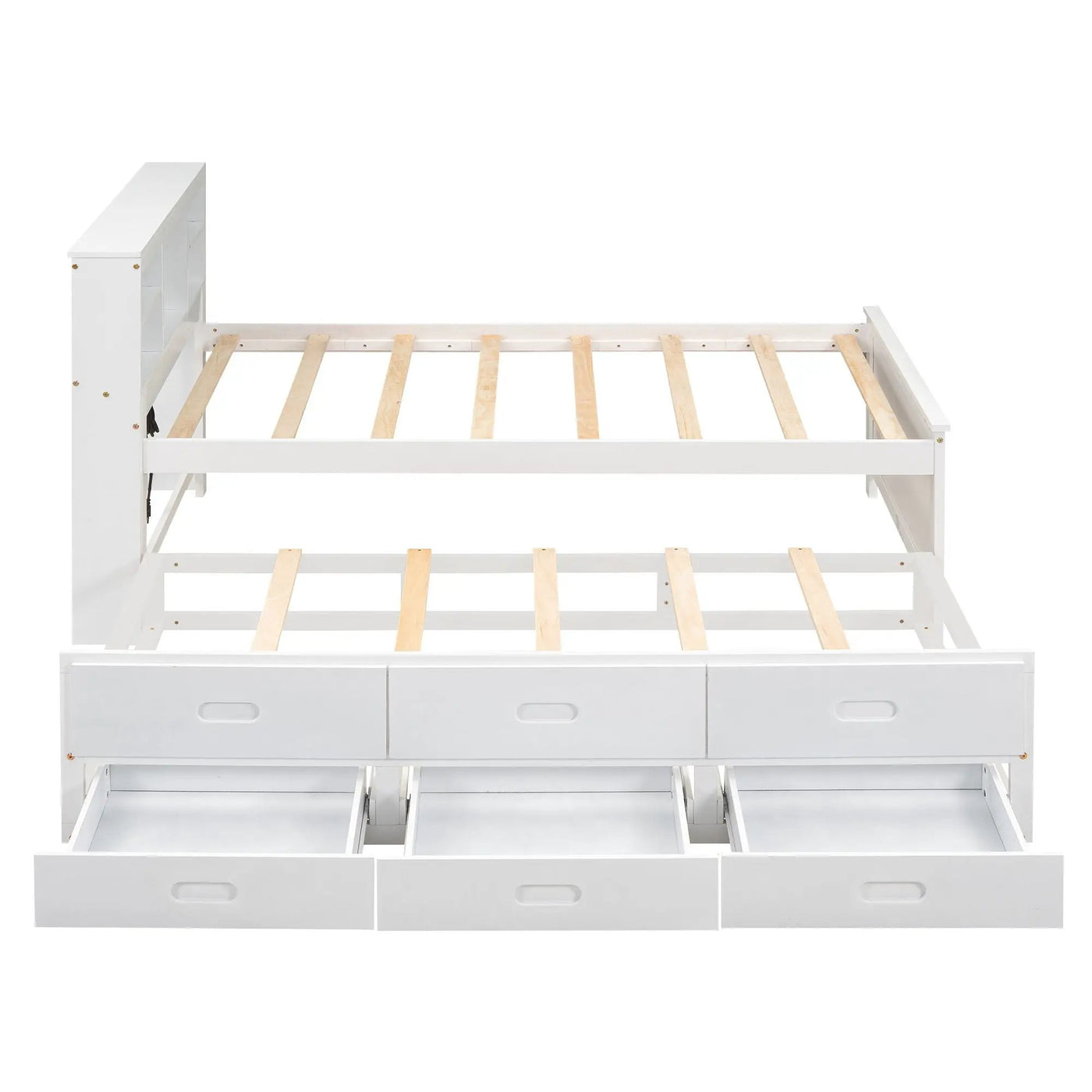 Platform Bed With Storage Headboard, USB, Trundle And 3 Drawers by HouseOfZazla
