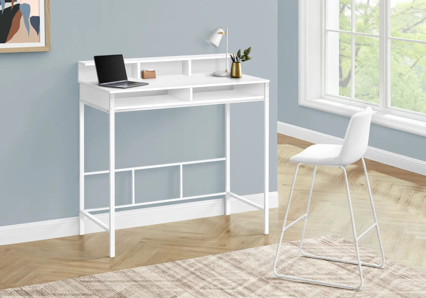 Computer Desk for Home Office with Standing Storage Shelves by HouseOfZazla